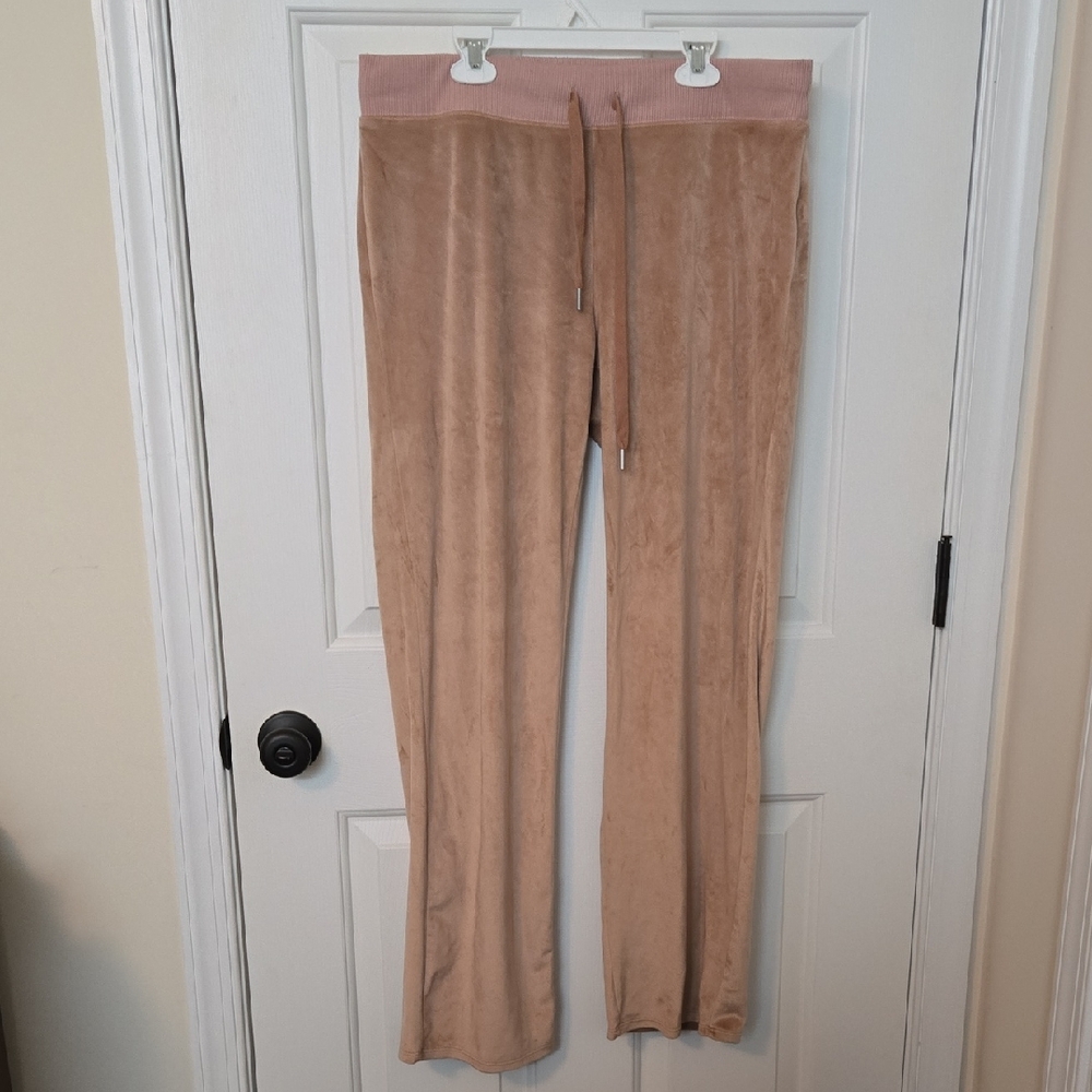 Aerie Tan Stretch Velvet Lounge Pants Size Lg